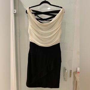 Women’s black and cream Cocktail Dress strappy back